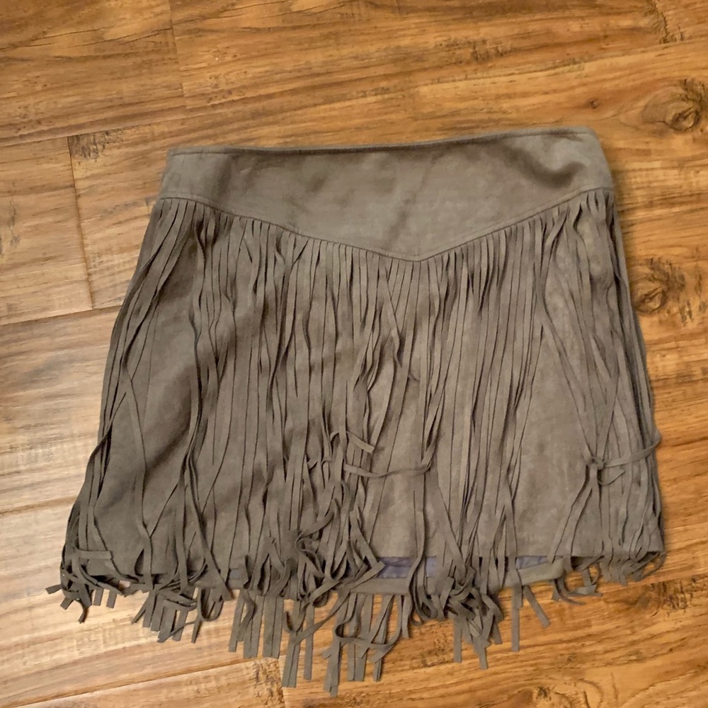 Show Me your MuMu Suede Fringe Skirt